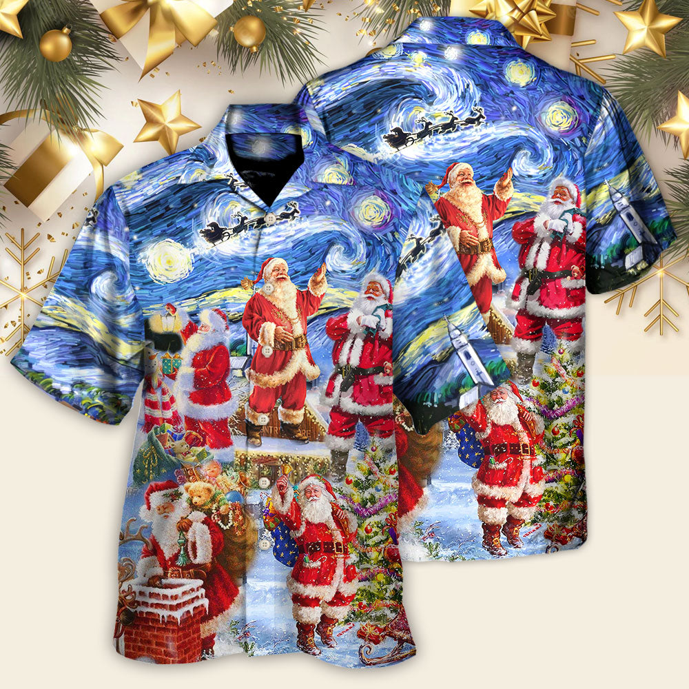 Christmas Santa Snow Night Merry Xmas - Hawaiian Shirt - Reefox