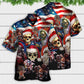 Skull Xmas US Flag Horror Skeleton - Hawaiian Shirt - Reefox