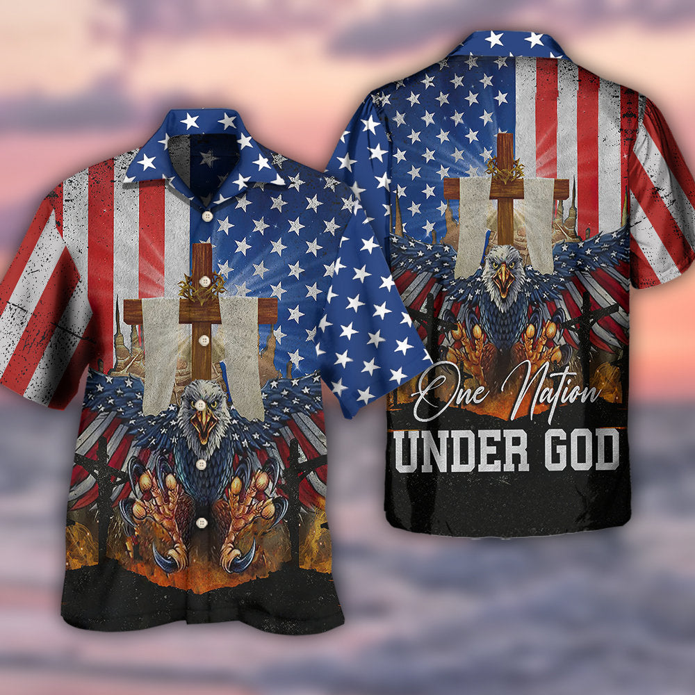 Eagle America One Nation Under God - Hawaiian Shirt - Reefox