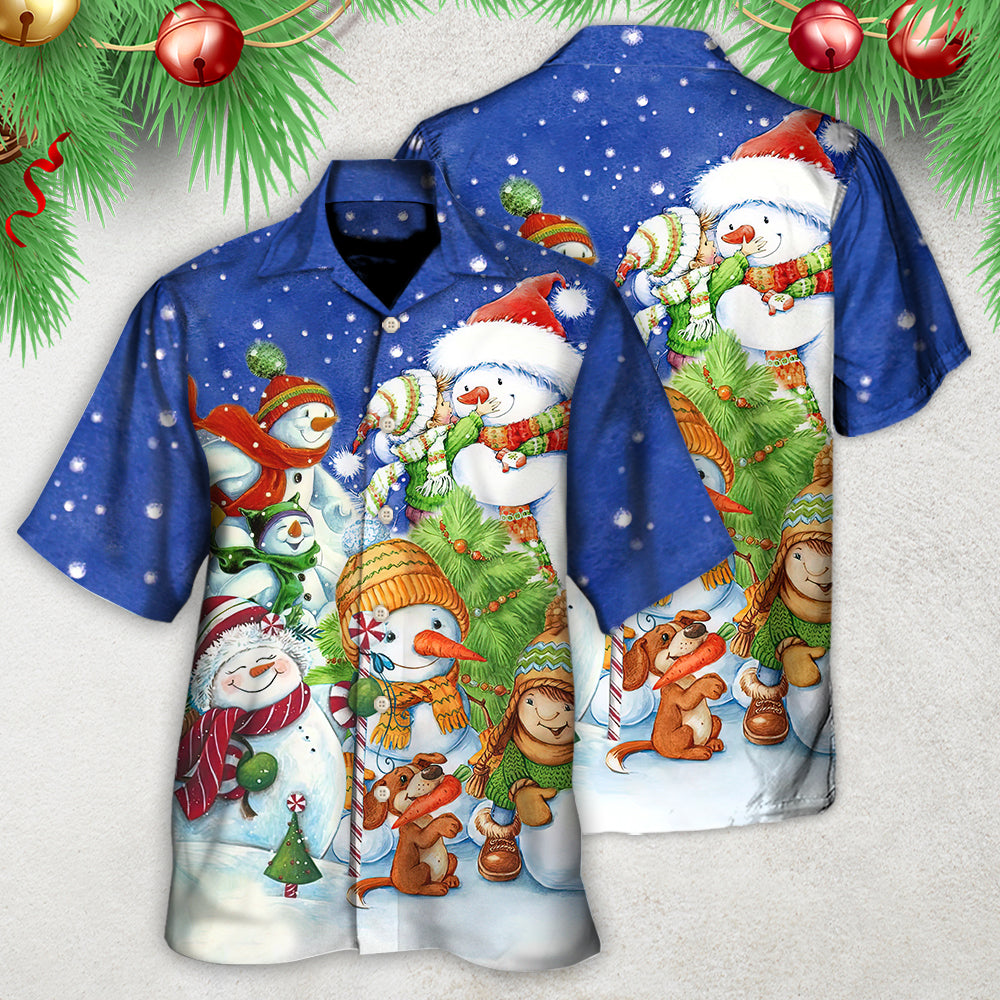 Christmas Snowman Merry Christmas Night - Hawaiian Shirt - Reefox