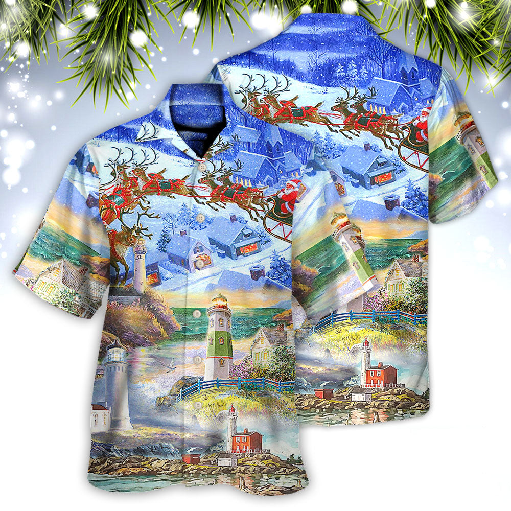 Lighthouse Christmas Santa Be A Lighthouse - Hawaiian Shirt - Reefox