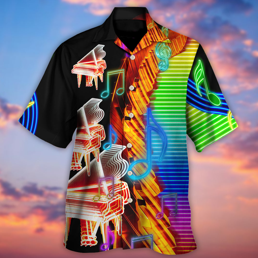 Piano Music Neon Colorful - Hawaiian Shirt - Reefox