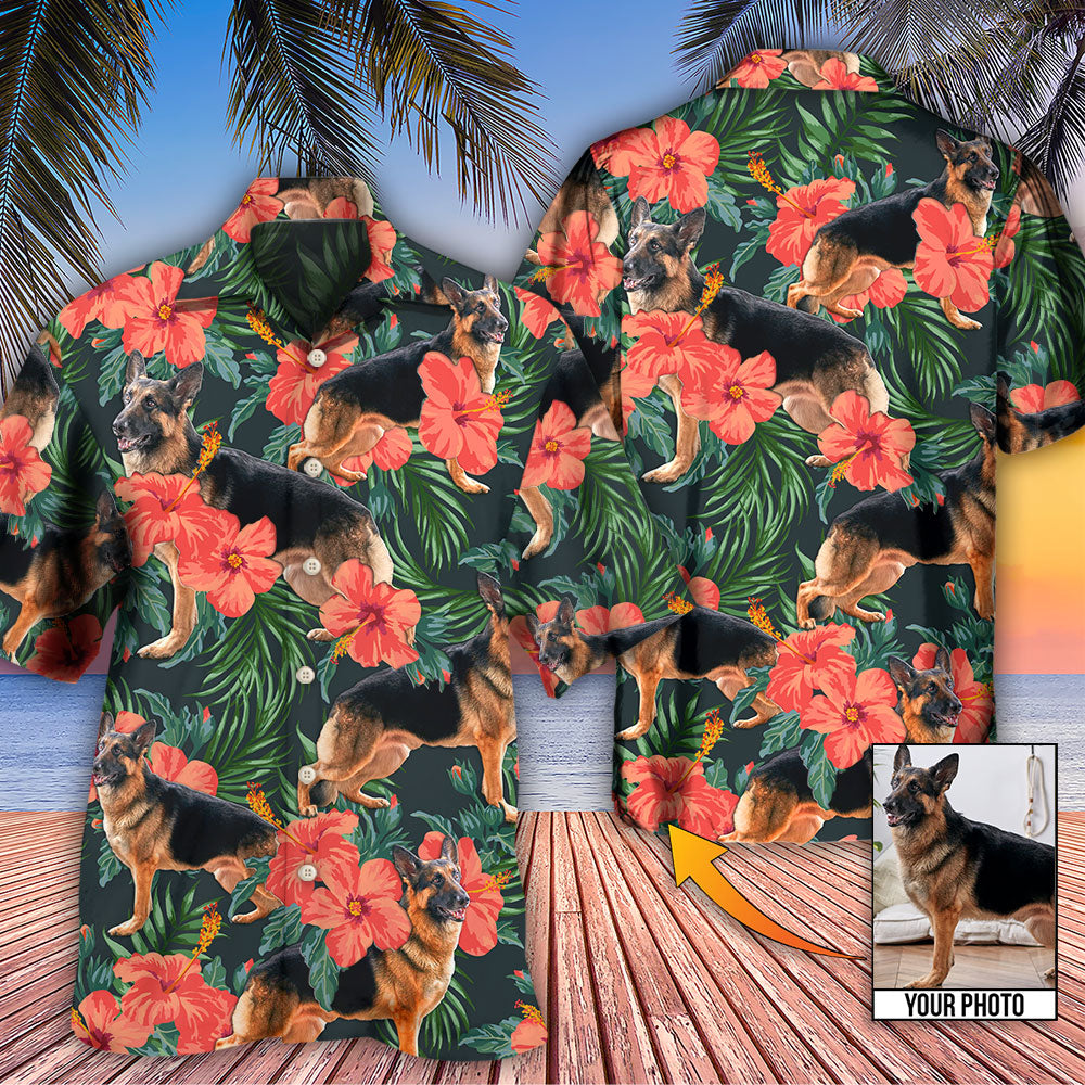 German Shepherd Tropical Custom Photo - Hawaiian Shirt - Reefox