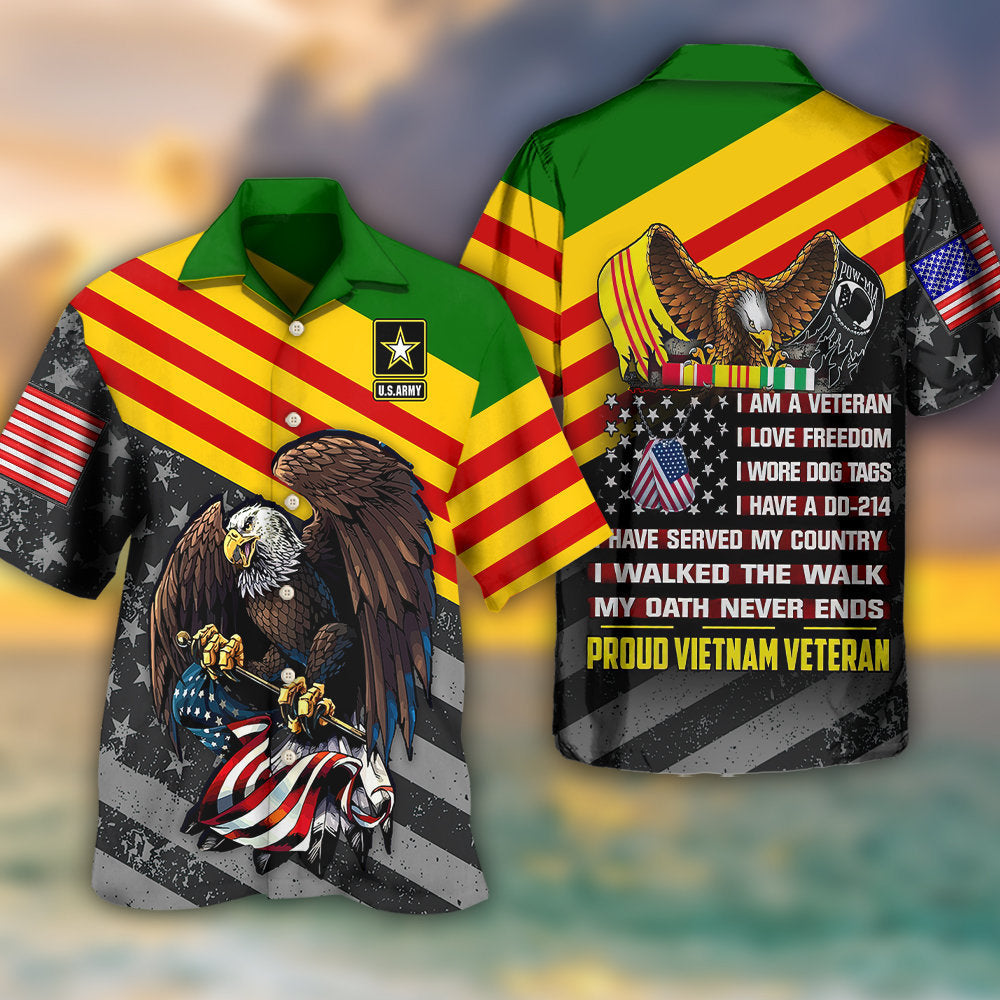 Veteran Vietnam Veteran Love Freedom Proud - Hawaiian Shirt - Reefox