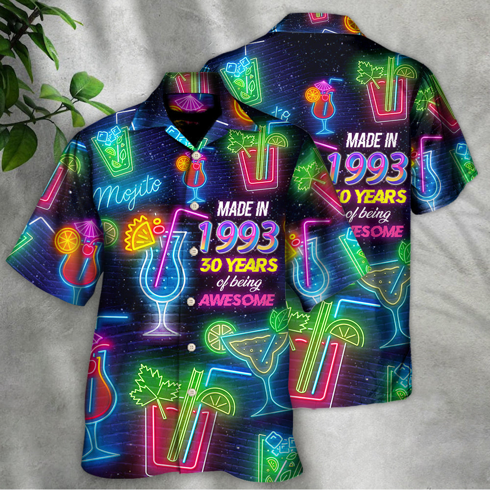 Cocktail Drinking Cocktail Made In 1993 Neon Style - Hawaiian Shirt - Reefox