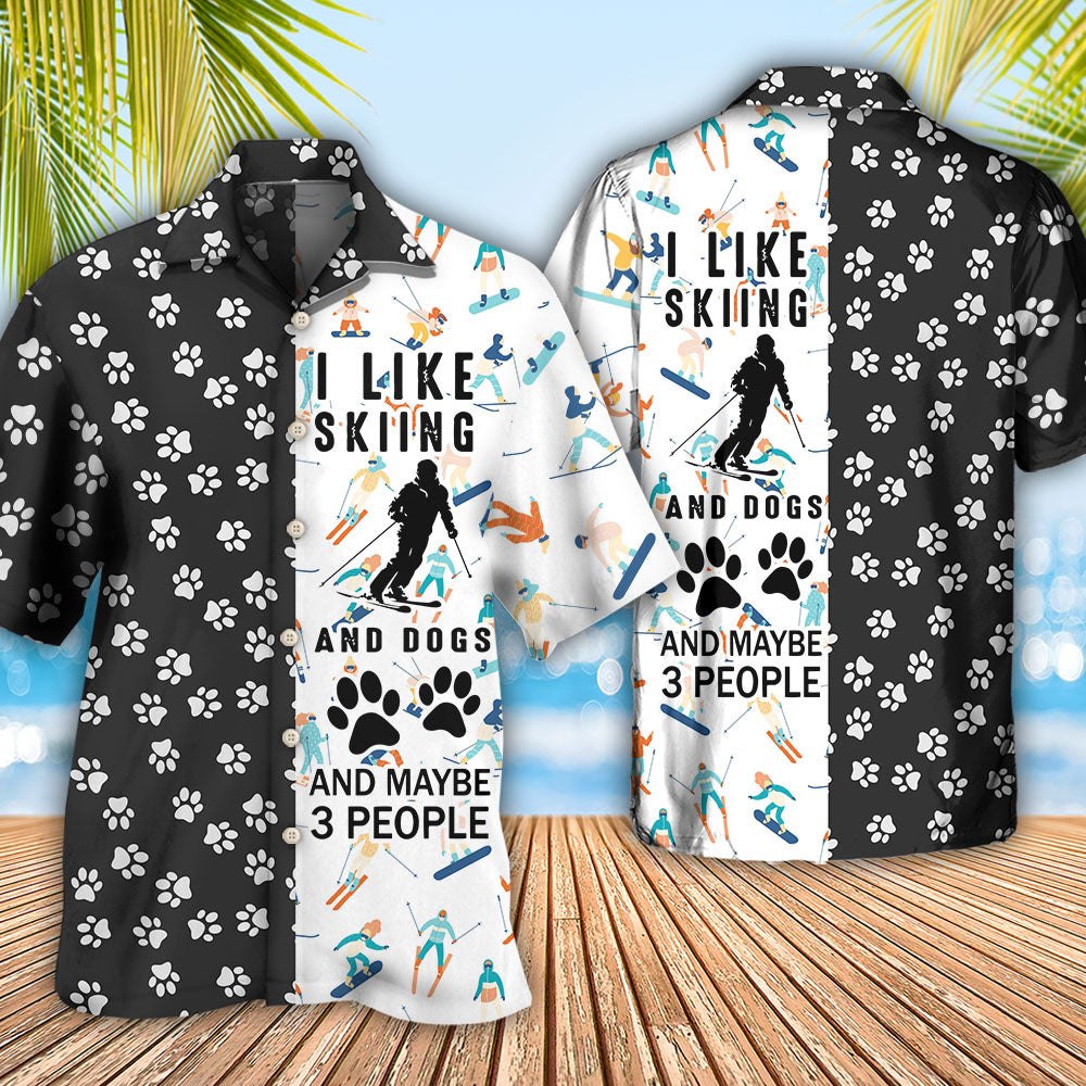 Skiing I Like Skiing And Dogs - Hawaiian Shirt - Reefox