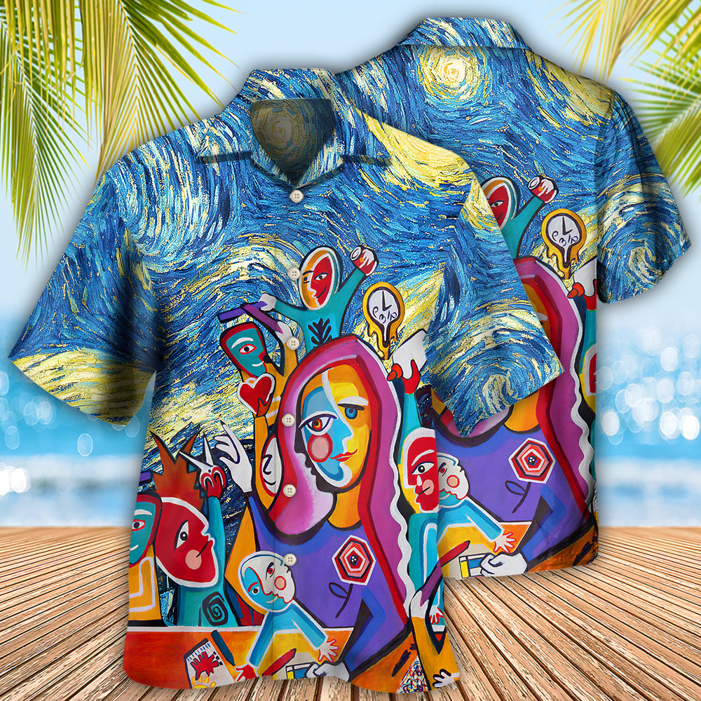 Teacher Art Teacher in Starry Night - Hawaiian Shirt - Reefox