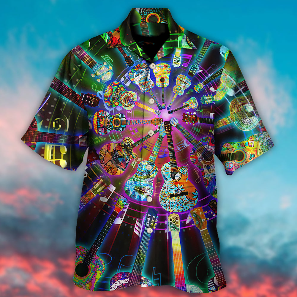 Hippie Funny Guitar Music Colorful - Hawaiian Shirt - Reefox