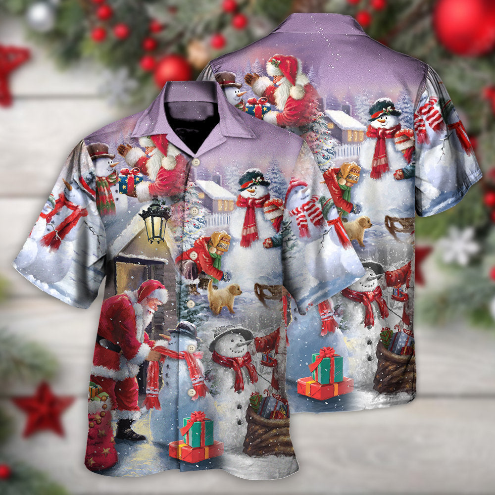 Christmas Santa Claus Buil Snowman Gift For You - Hawaiian Shirt - Reefox