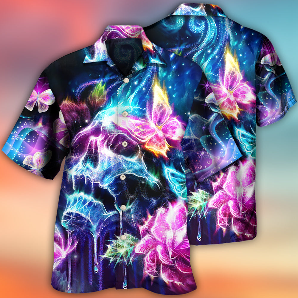 Skull Butterfly Flower Dream Lighting - Hawaiian Shirt - Reefox