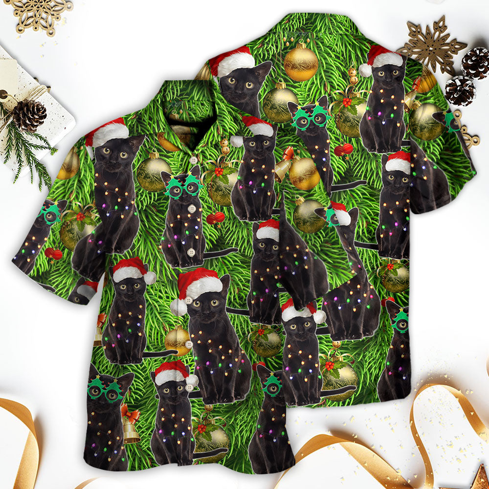 Black Cat Christmas Merry Xmas - Hawaiian Shirt - Reefox