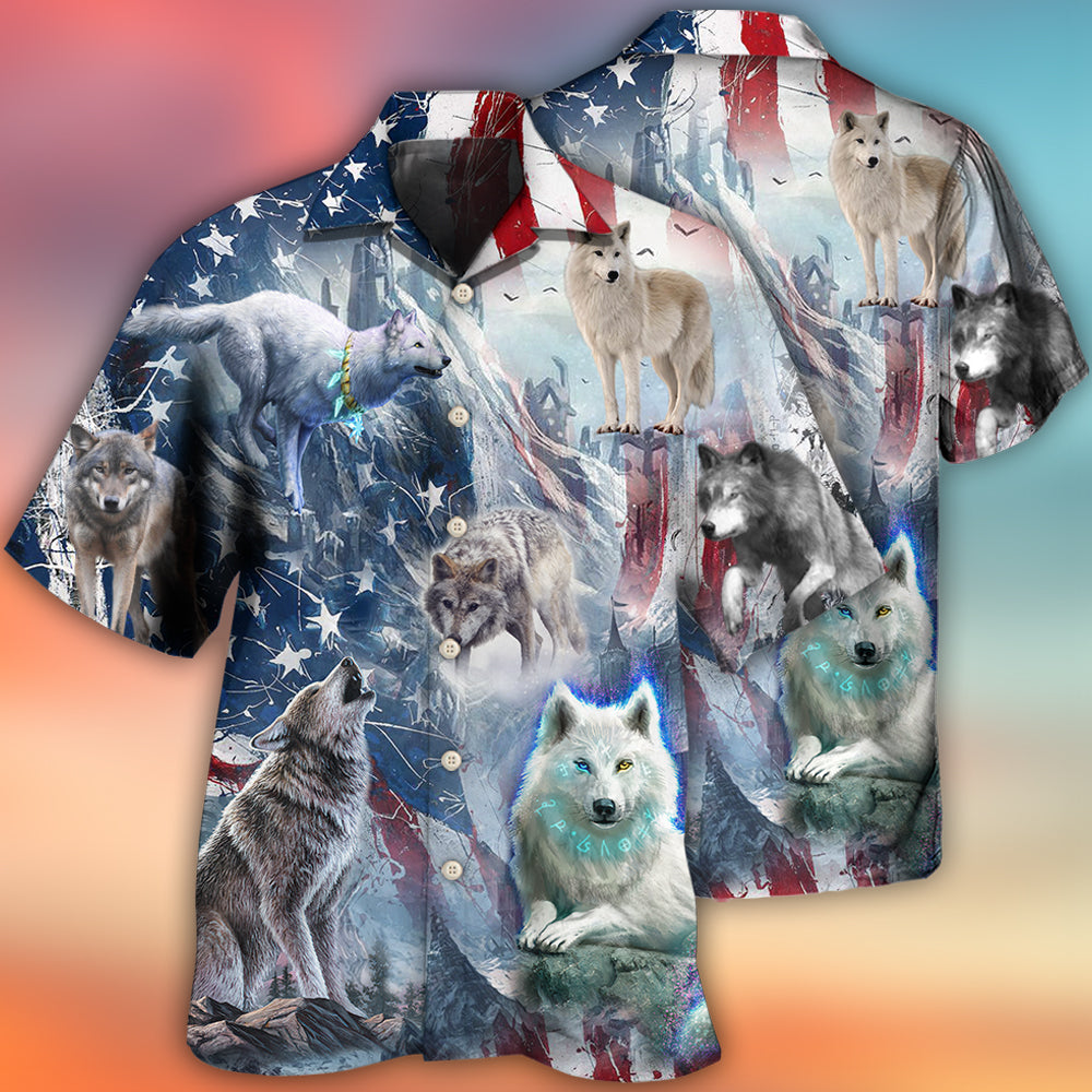Wolf Independence Day Snow Mountain - Hawaiian Shirt - Reefox