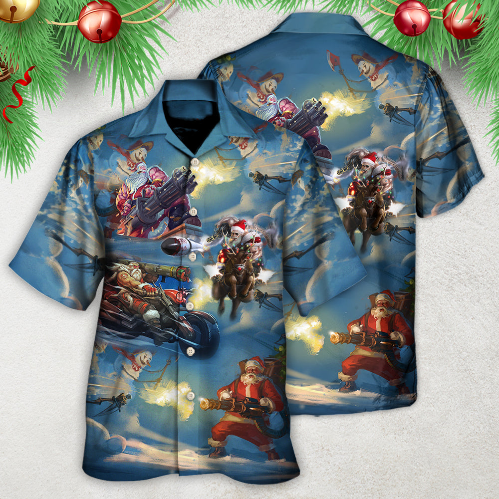 Christmas Santa Gun Fight In Xmas - Hawaiian Shirt - Reefox