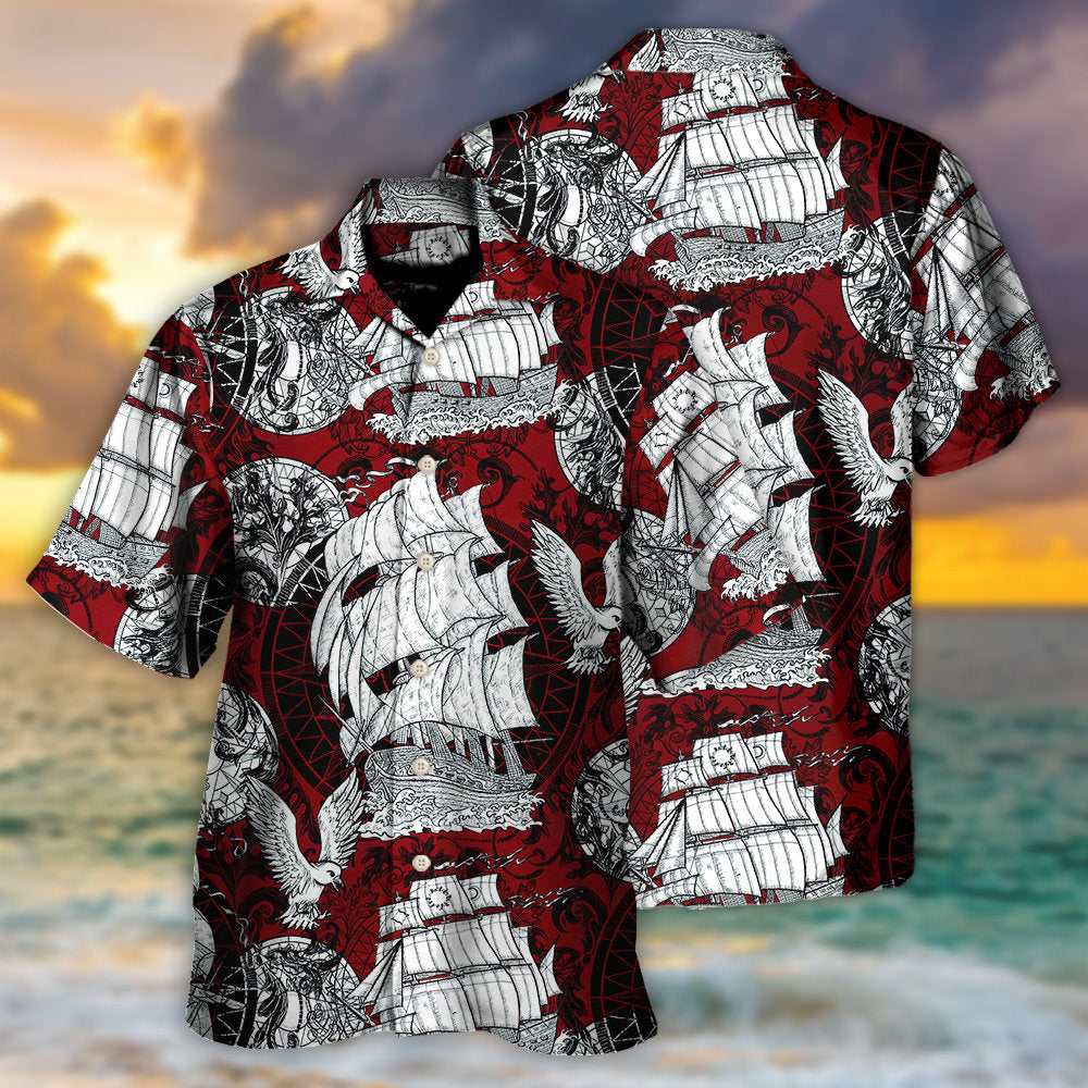 Sailing Ship Old Vintage Anchor Sea Life - Hawaiian Shirt - Reefox
