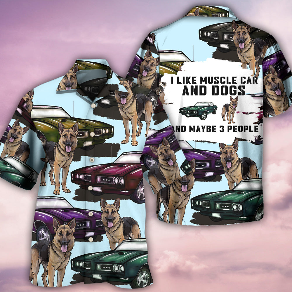 Car Muscle Car And Dog - Hawaiian Shirt - Reefox
