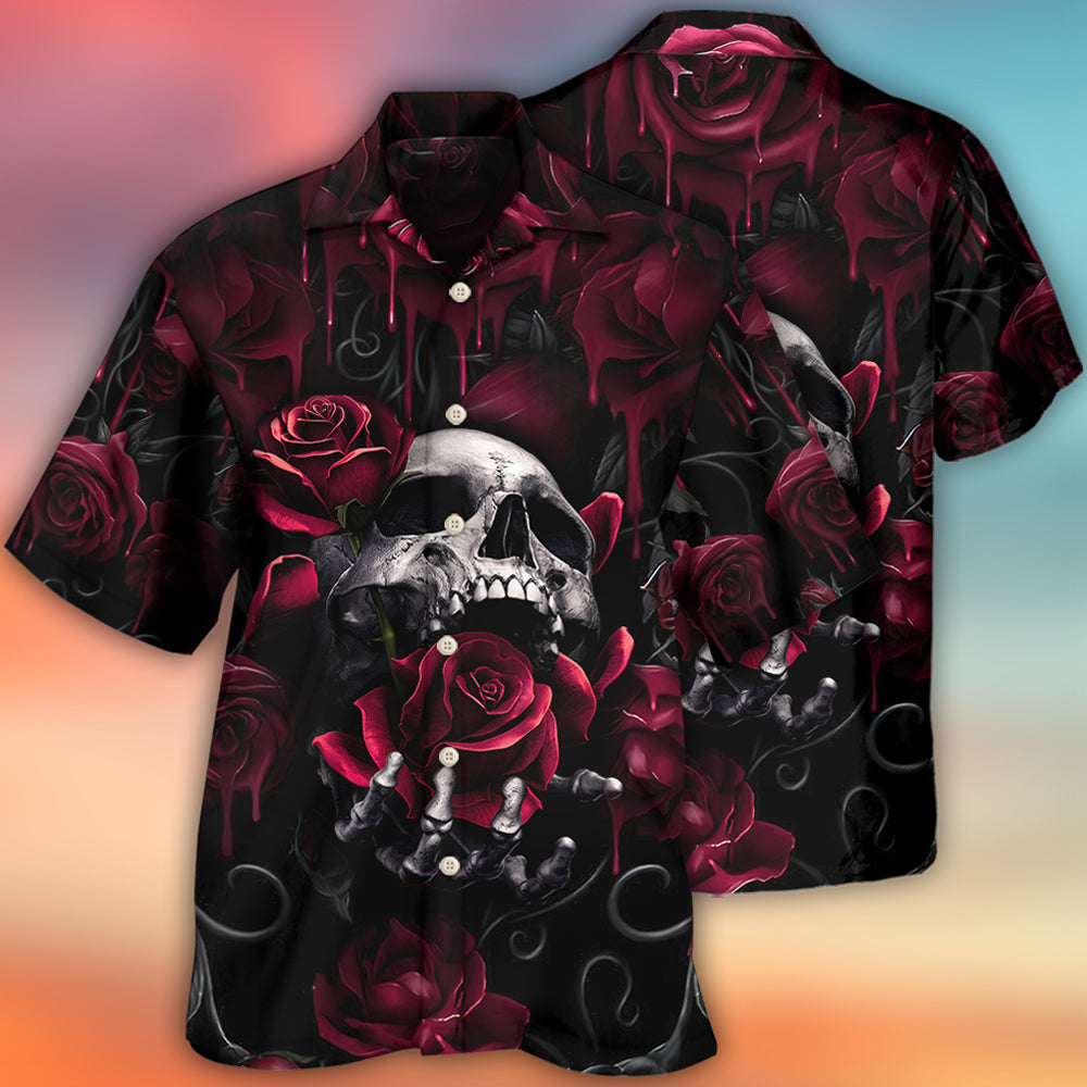 Skull Rose Blood Dark Screaming - Hawaiian Shirt - Reefox
