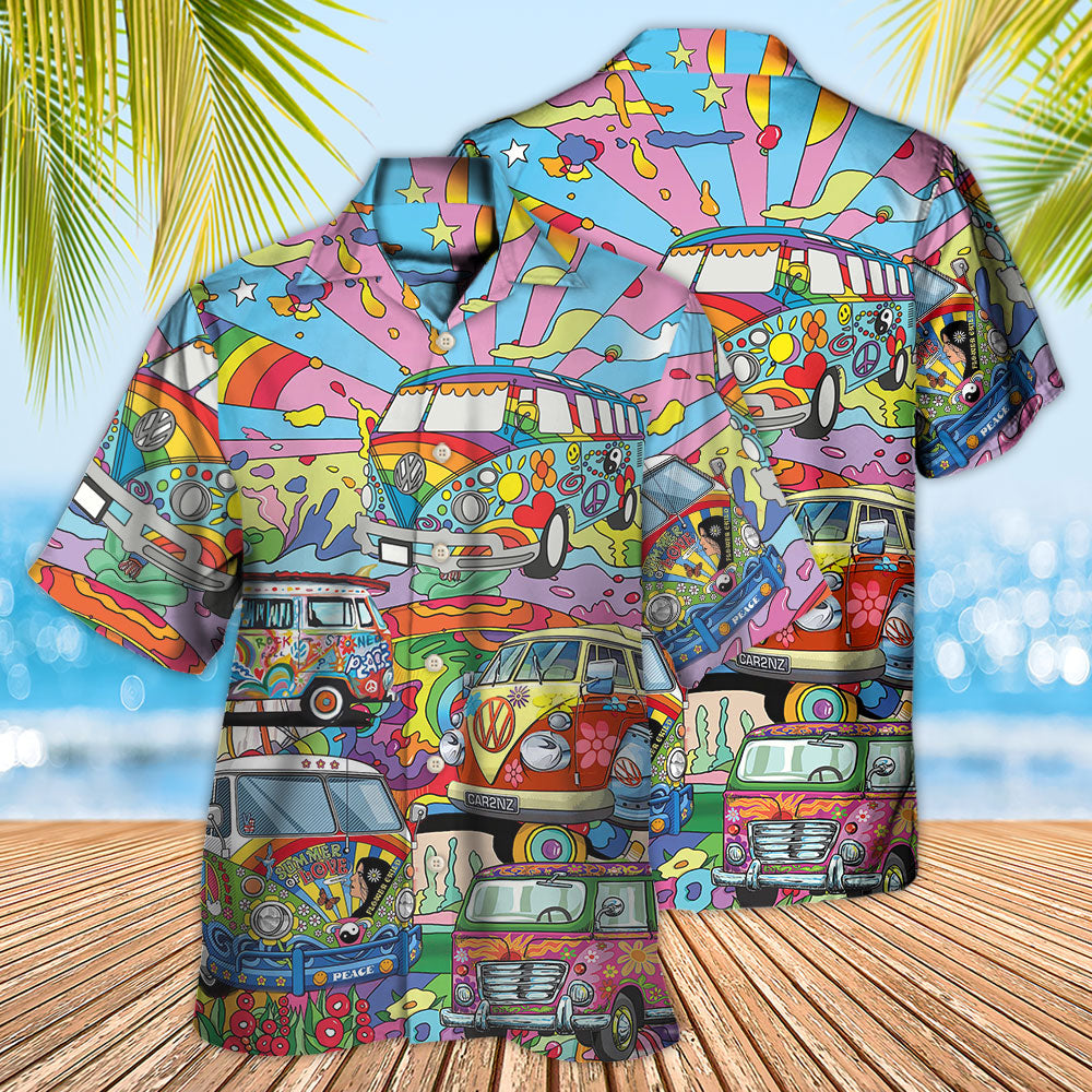 Hippie Van Colorful Art Peace - Hawaiian Shirt - Reefox