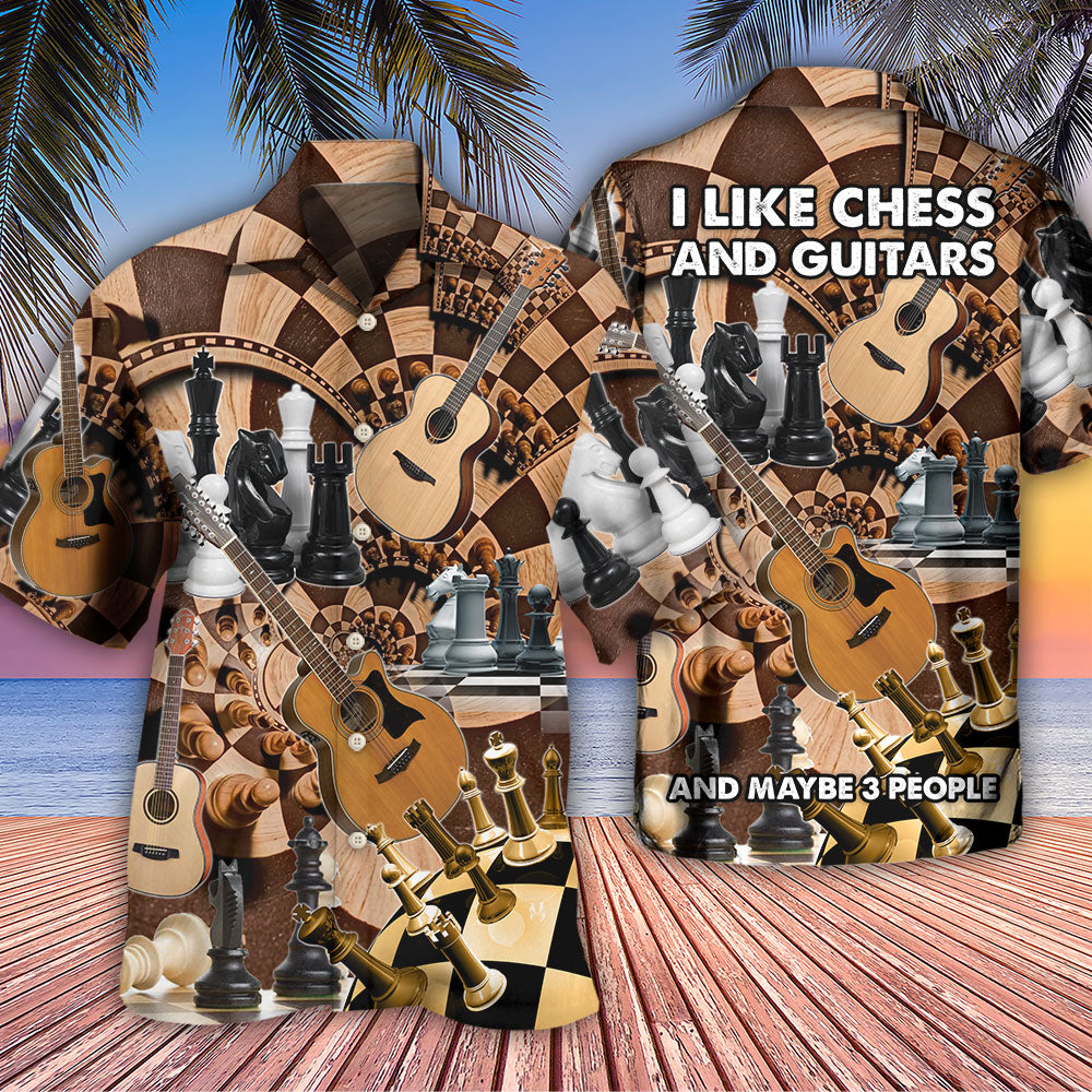 Chess I Like Chess And Guitars - Hawaiian Shirt - Reefox