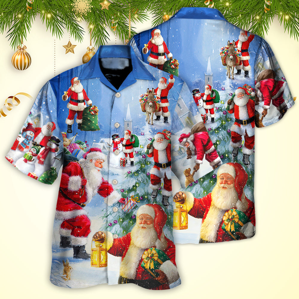 Christmas Santa Claus Is Coming Story Night Art Style - Hawaiian Shirt - Reefox
