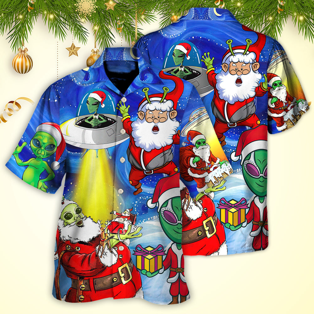 Christmas Santa Is An Alien Magic Night Funny - Hawaiian Shirt - Reefox