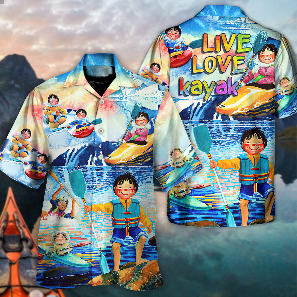 Kayaking Funny Children Playing Kayaking Live Love Kayak Kayaking Lover - Hawaiian Shirt