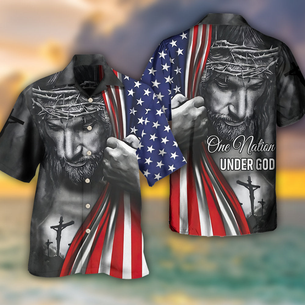 Jesus America One Nation Under God - Hawaiian Shirt - Reefox