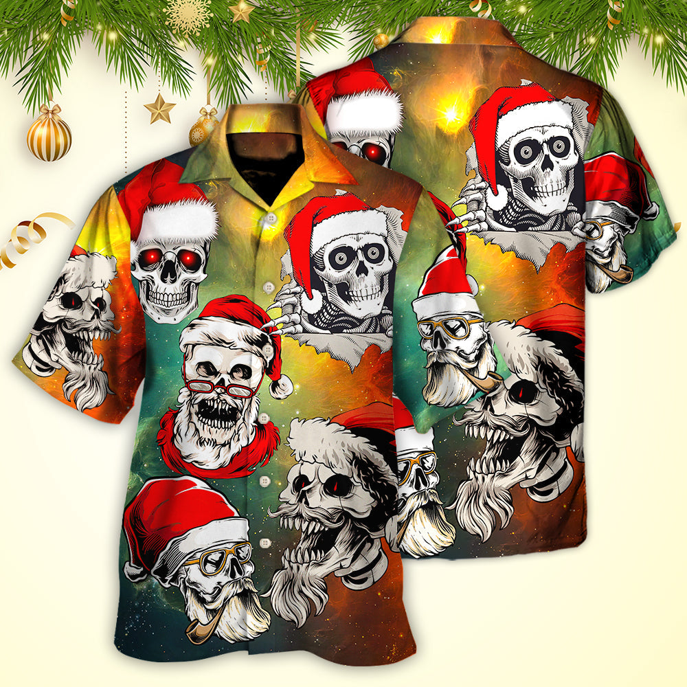 Christmas Bad Santa Skull Love Xmas Galaxy - Hawaiian Shirt - Reefox