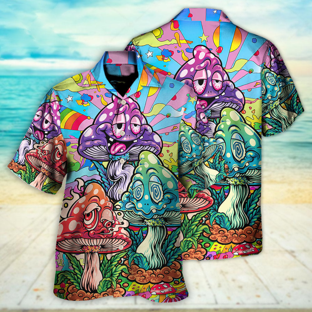 Hippie Mushroom Colorful Hippie Happy Life - Hawaiian Shirt - Reefox