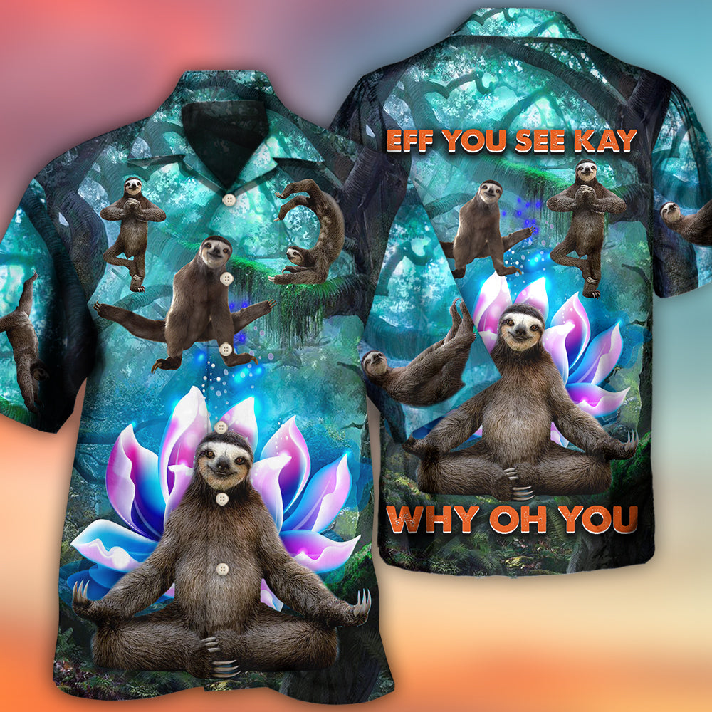 Sloth Yoga Pose On the Forest Lotus Flower - Hawaiian Shirt - Reefox