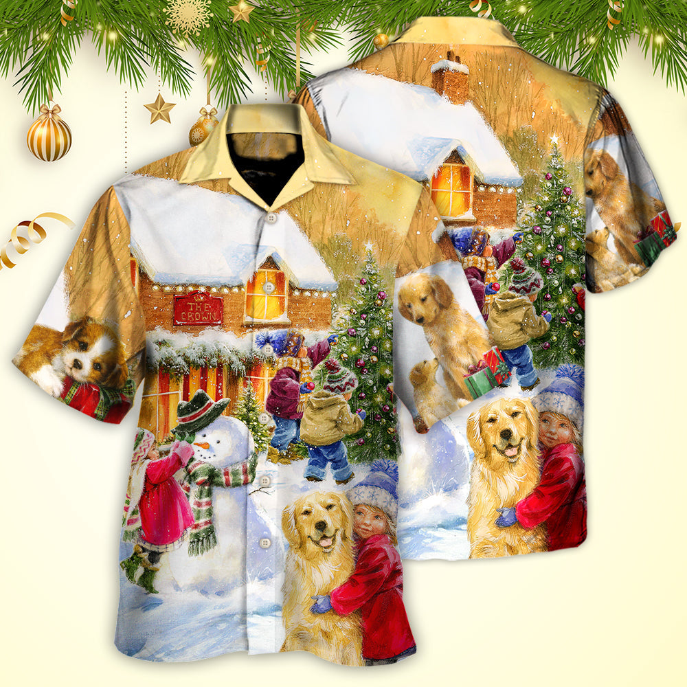 Christmas Children And Animals Love Christmas In The Town Art Style - Hawaiian Shirt - Reefox