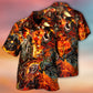 Motorcycle Lover Skull Fire Burning Art Style - Hawaiian Shirt - Reefox