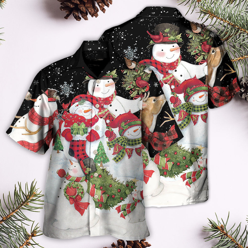 Christmas Cutie Snowman Happy Xmas Cardinal - Hawaiian Shirt - Reefox
