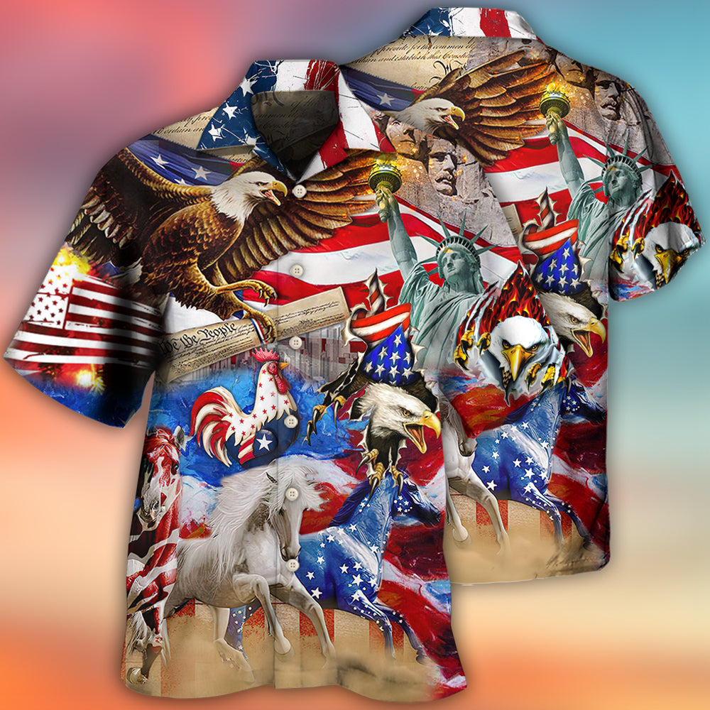 America Independence Day Animal Happy - Hawaiian Shirt - Reefox