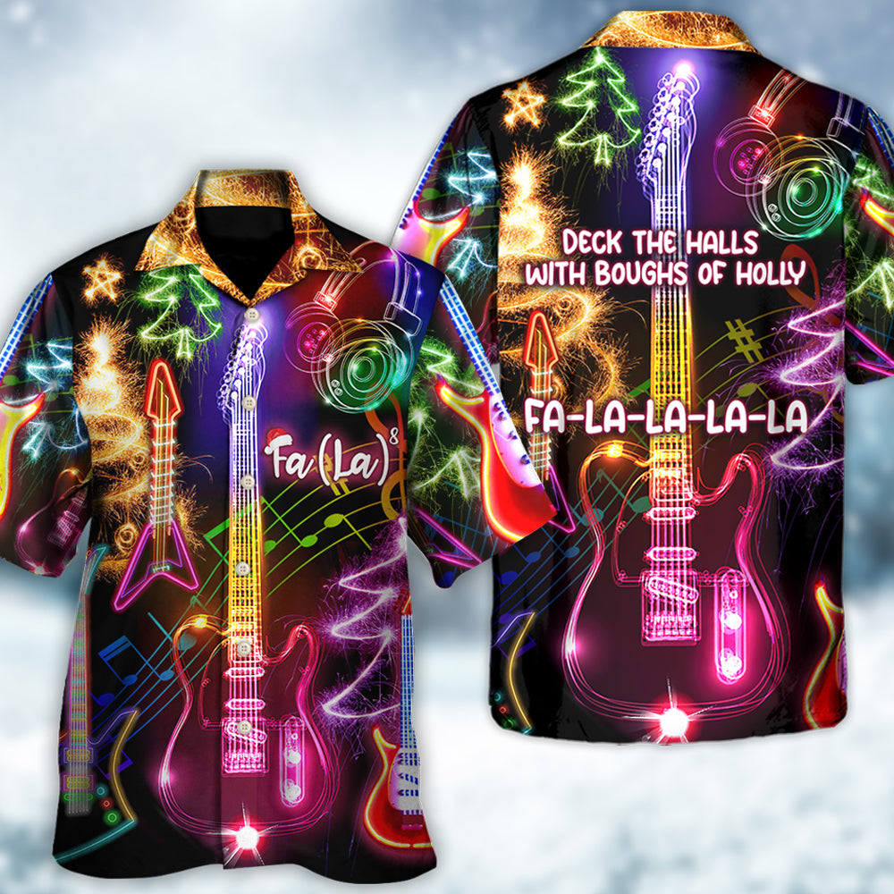 Christmas Guitar Tree Happy Glow Light Style - Hawaiian Shirt - Reefox