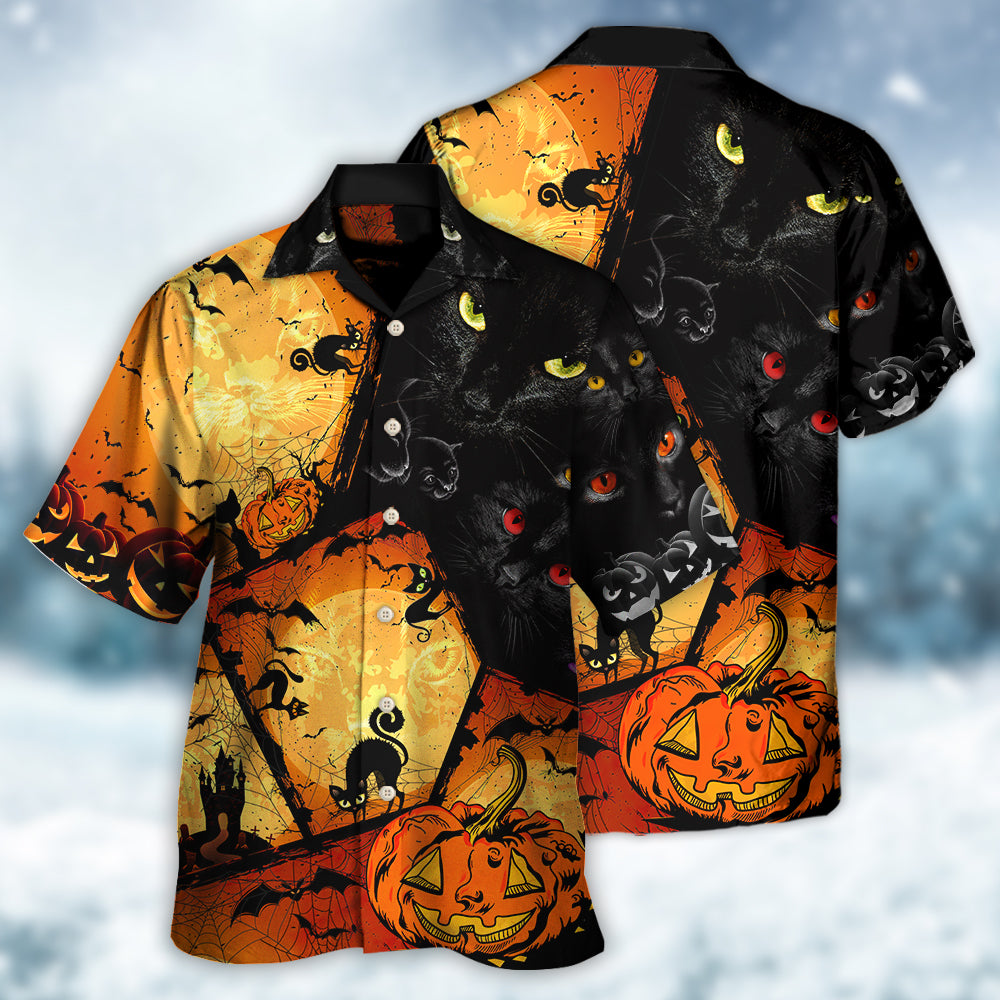 Halloween Black Cat Enjoy Halloween - Hawaiian Shirt - Reefox