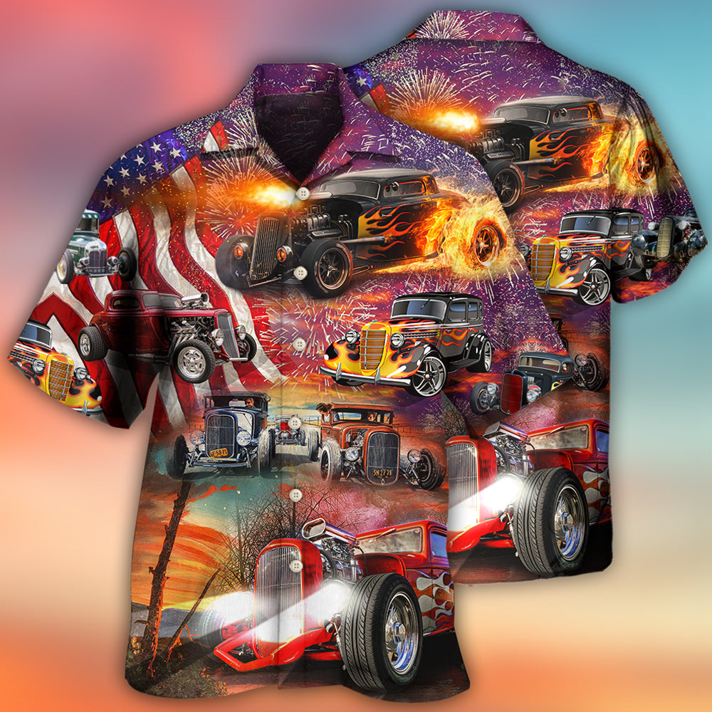 Hot Rod Independence Day Firework Happy - Hawaiian Shirt - Reefox