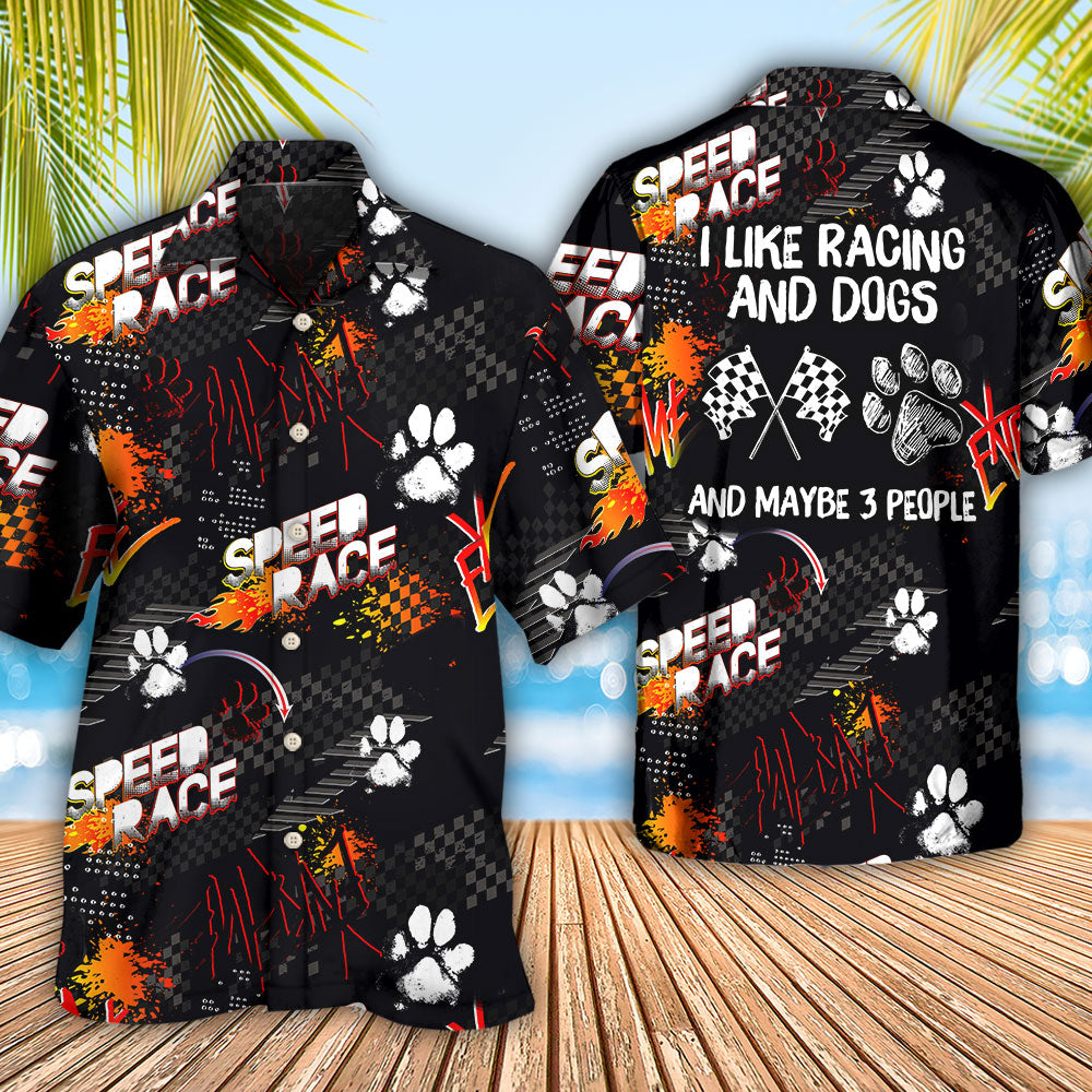 Car Racing I Like Racing And Dogs - Hawaiian Shirt - Reefox