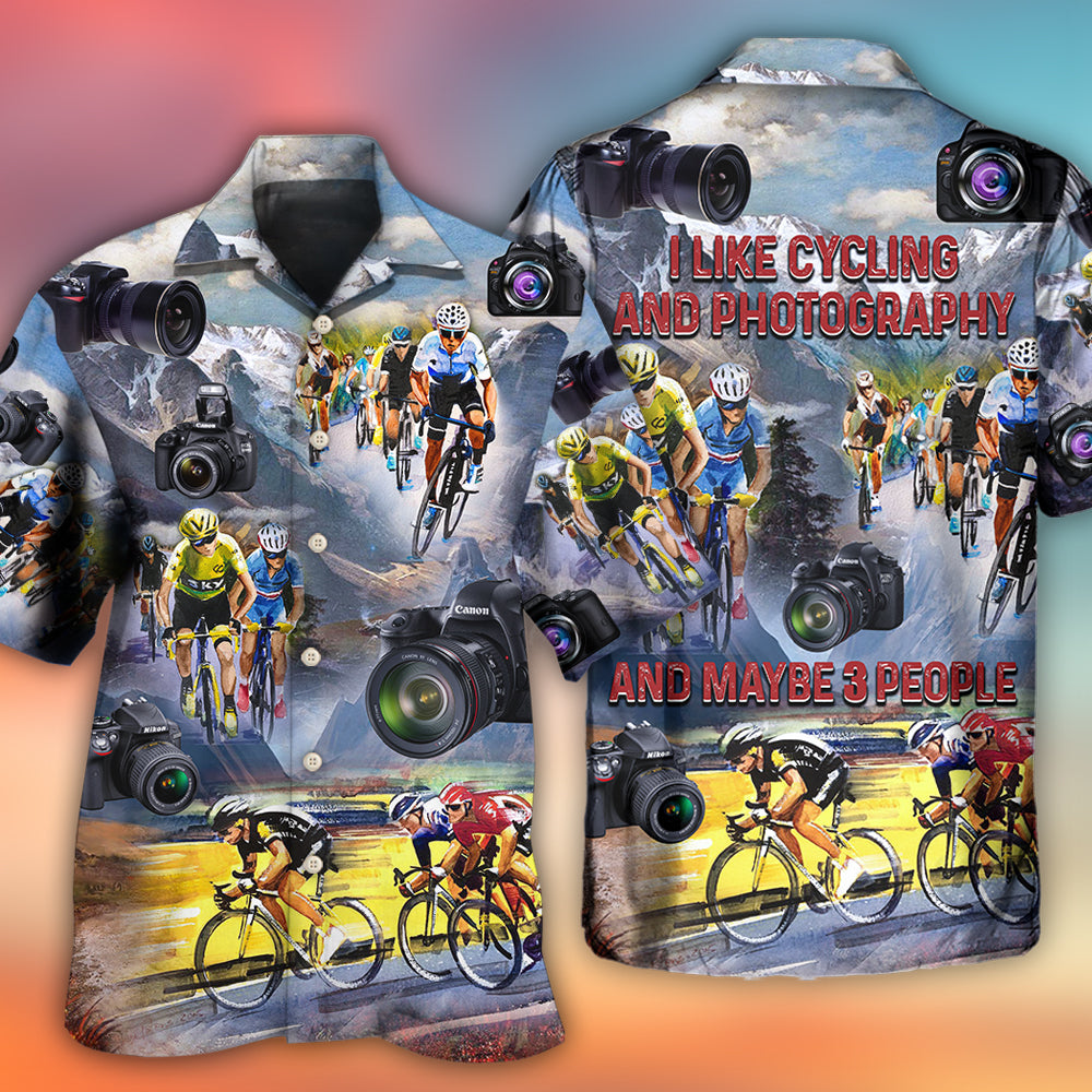 Cycling And Photography Lover Moutain Painting - Hawaiian Shirt - Reefox