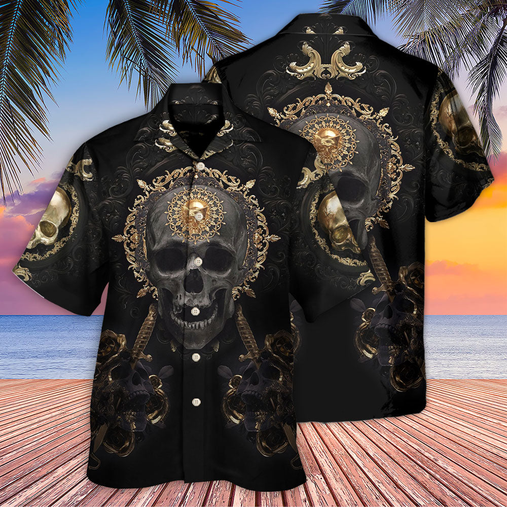 Skull Golden Skull True King Stay True Till Death - Hawaiian Shirt - Reefox