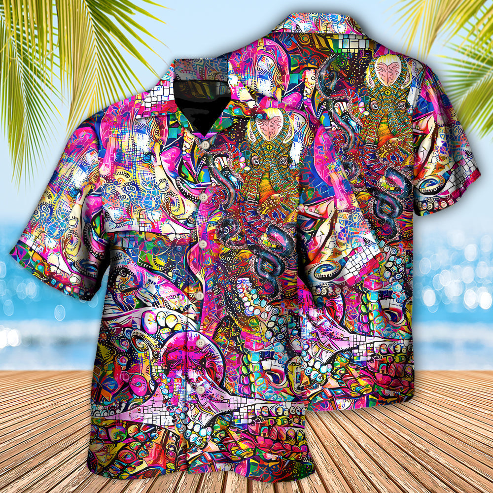 Octopus in Whimsical Modern Psychedelics - Hawaiian Shirt - Reefox