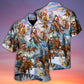 Christmas Santa Claus Riding Horse Snow Mountain Art Style - Hawaiian Shirt - Reefox
