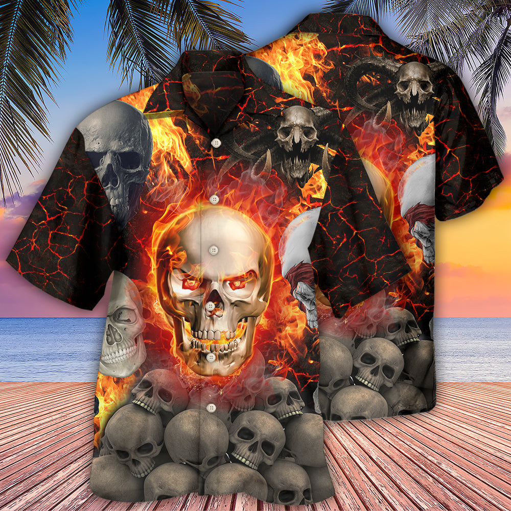 Skull Lava On Fire - Hawaiian Shirt - Reefox