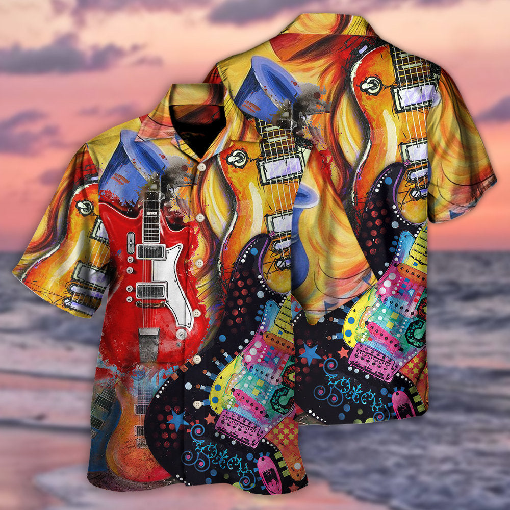 Guitar Galaxy Amazing Background Colorful - Hawaiian Shirt - Reefox