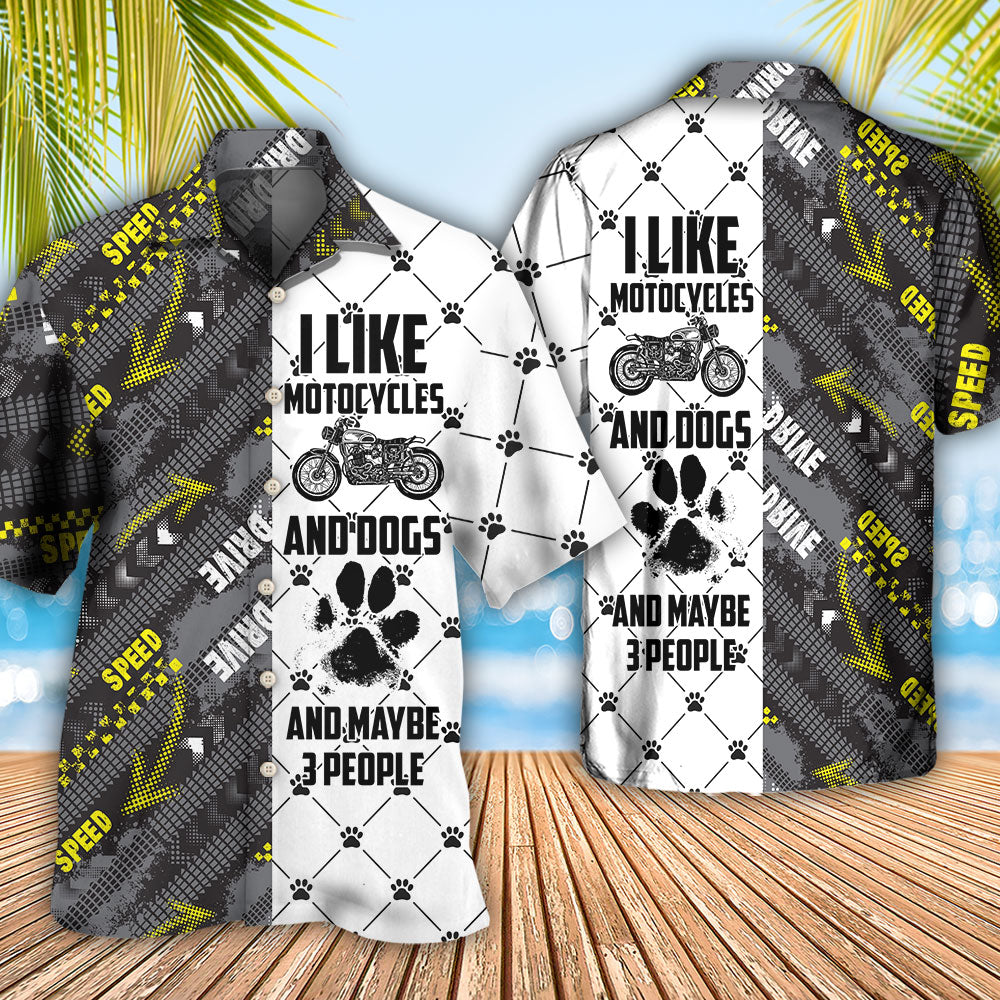 Motorcycles I Like Motocycles And Dogs - Hawaiian Shirt - Reefox