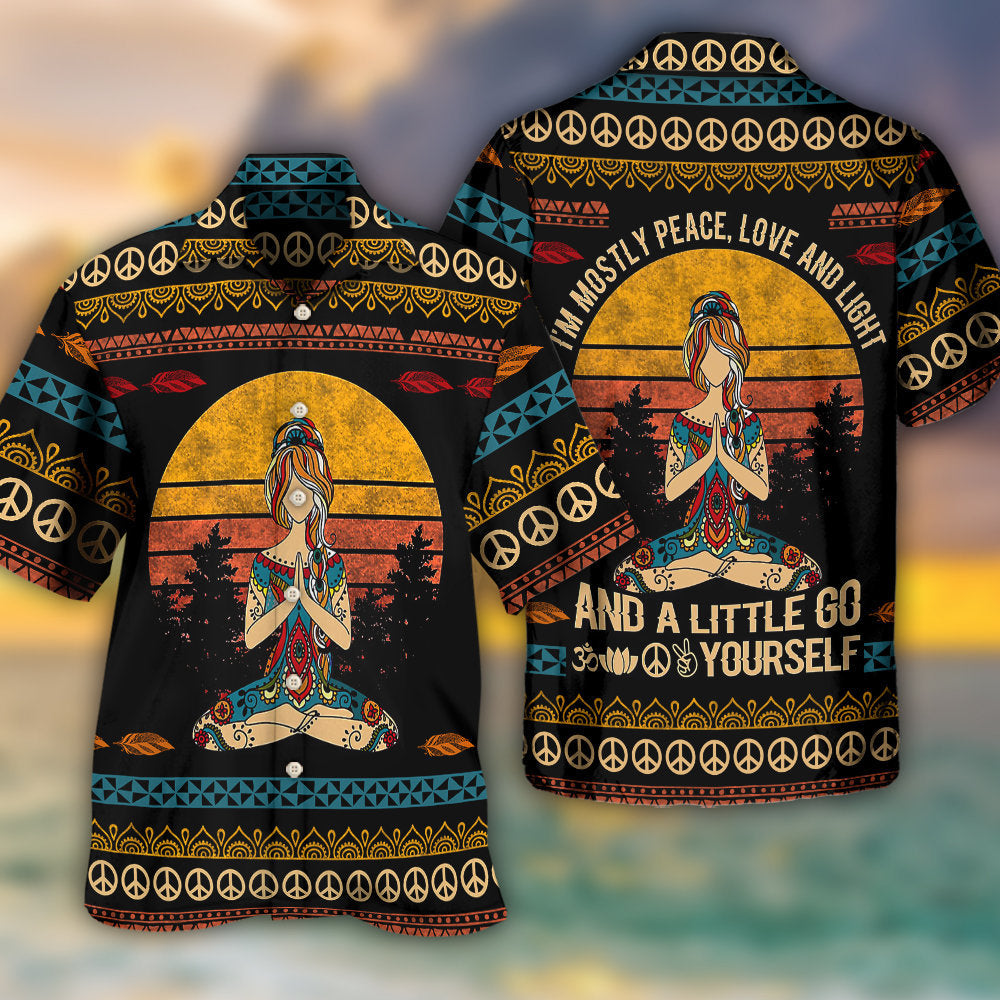 Yoga I'm Mostly Peace Love And Light A Little Go F Yourself For Woman - Hawaiian Shirt - Reefox