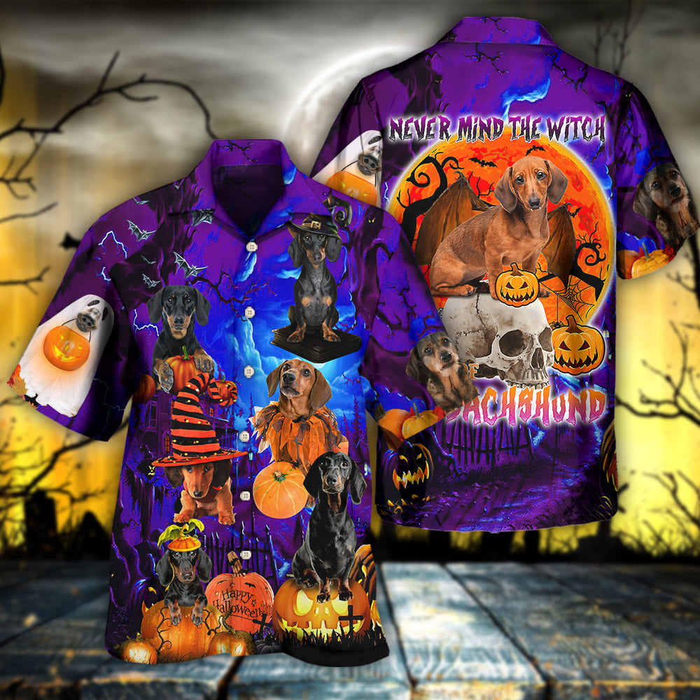 Halloween - Dachshund Never Mind The Witch - Hawaiian Shirt - Reefox