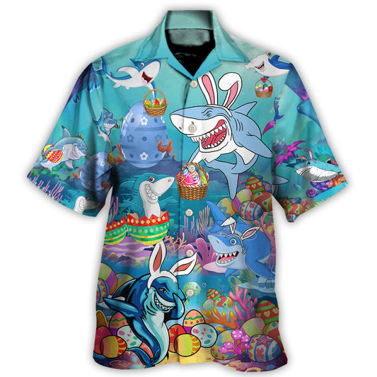 Hawaiian Shirt / Adults / S Easter Shark Let's Enjoy Easter With Sharks - Hawaiian Shirt - Reefox