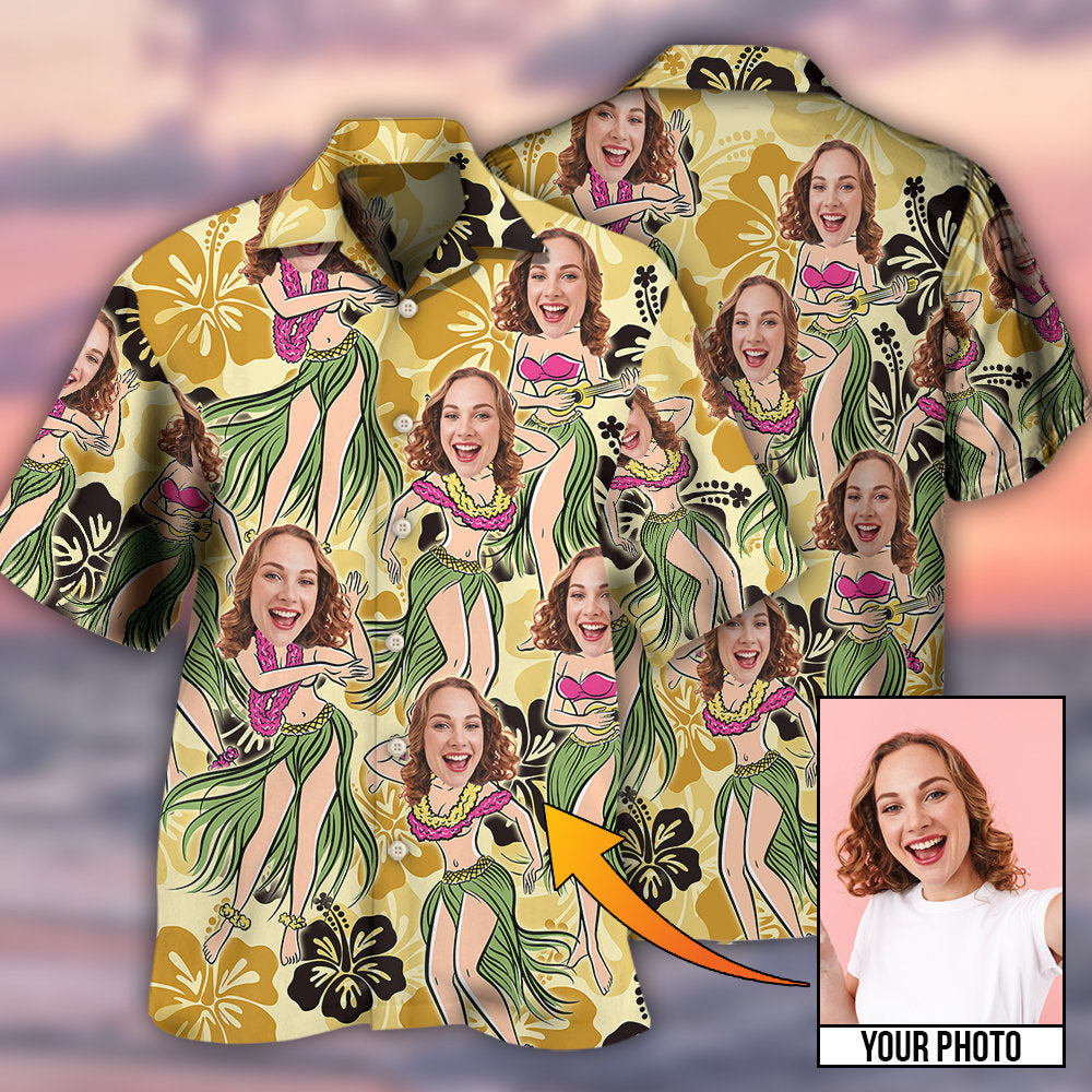 Woman Face Custom Photo Aloha Tropical - Hawaiian Shirt - Reefox