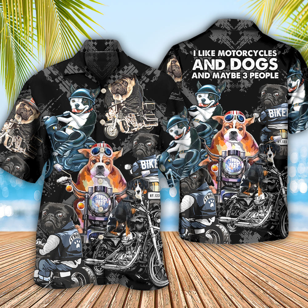 Motorcycle Dog I Like Motorcycles And Dogs - Hawaiian Shirt - Reefox