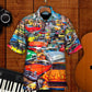 Car Retro Guitar Palm Trees - Hawaiian Shirt - Reefox